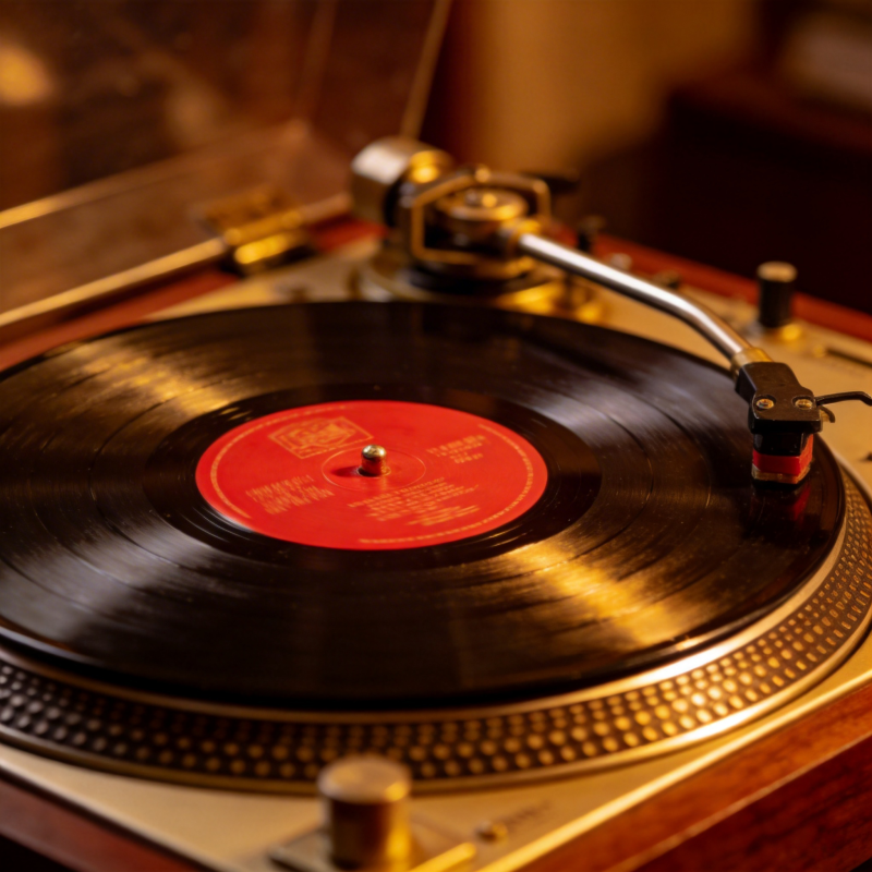 黑胶唱片旋转中图片