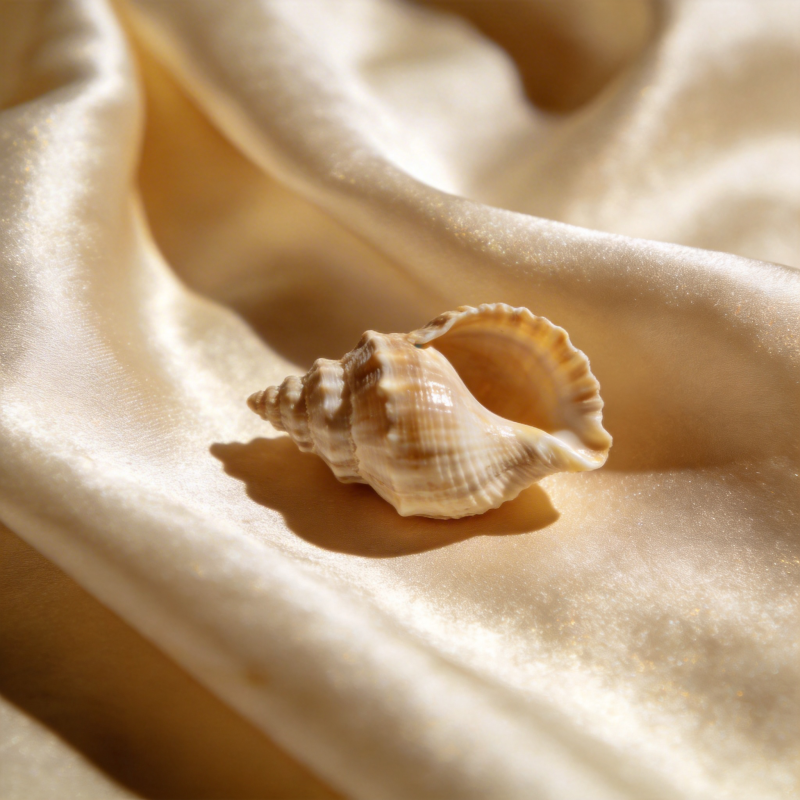 贝壳静卧柔纱上图片