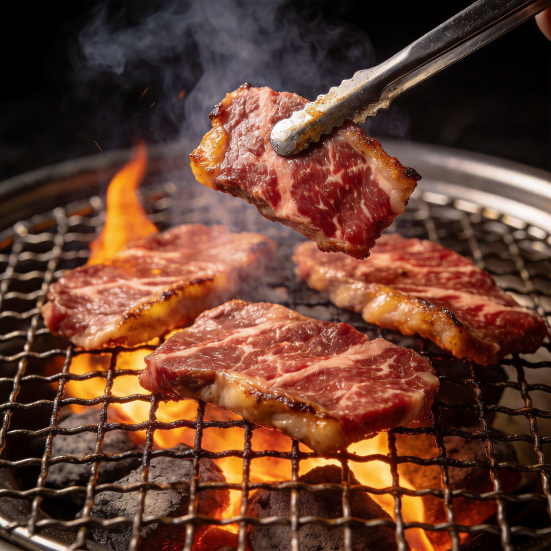 炭火烤肉香飘四溢图片