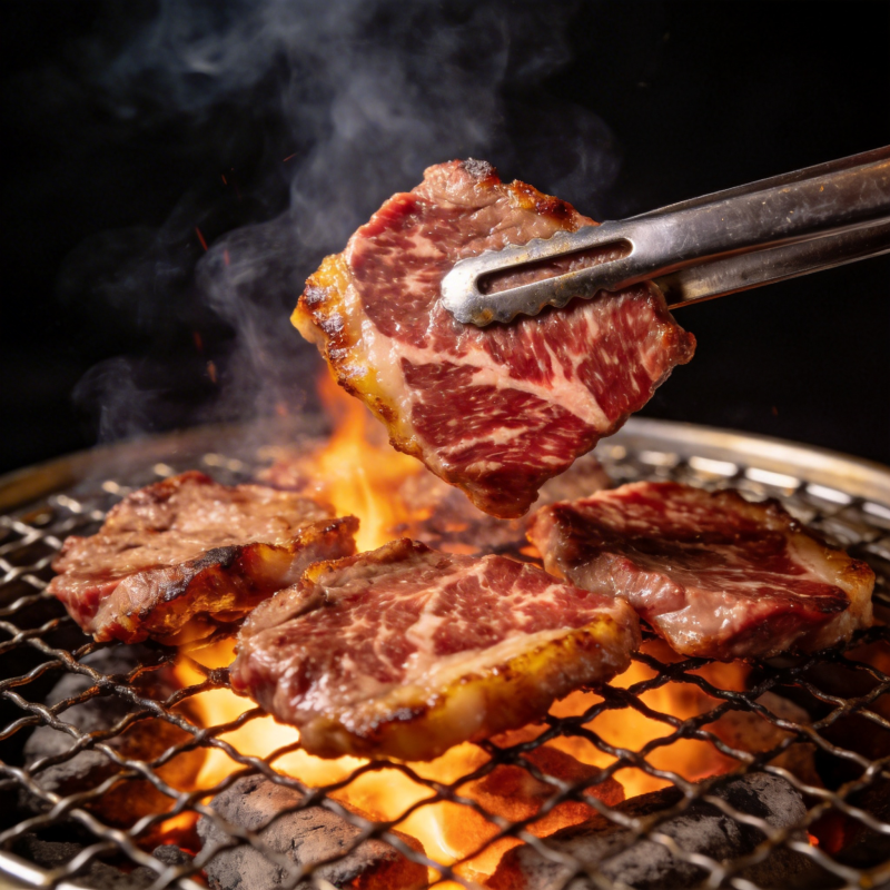 炭火烤肉香飘四溢图片