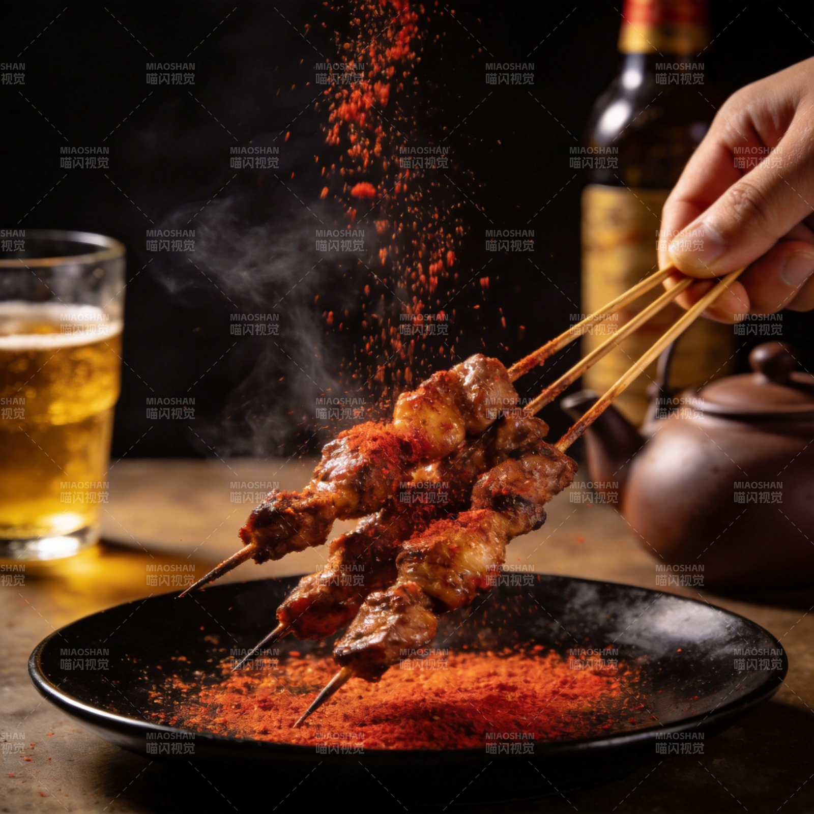 香辣烤串飘香图片