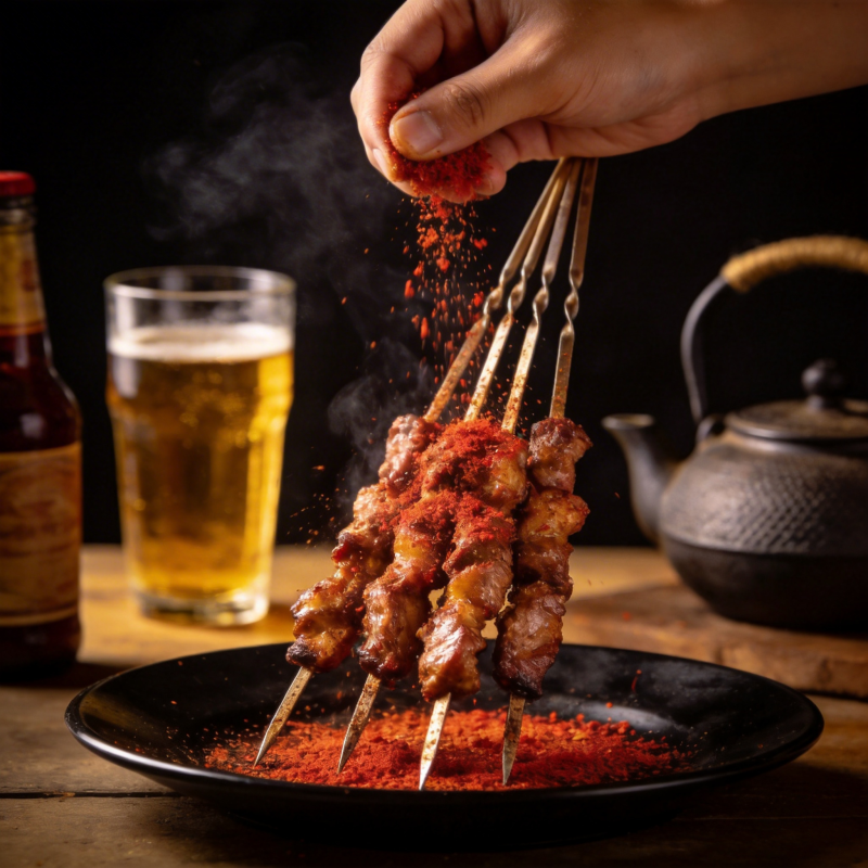 香辣烤串飘香图片
