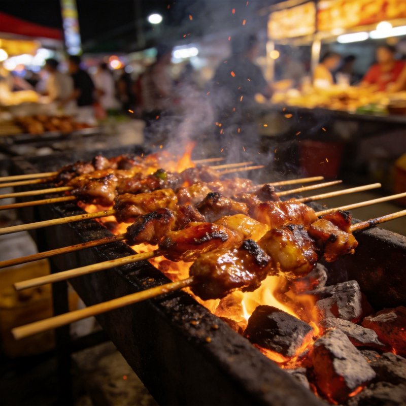 夜市烤串飘香图片