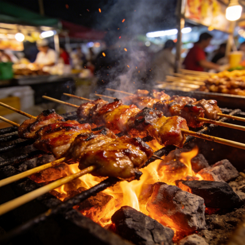 夜市烤肉飘香图片