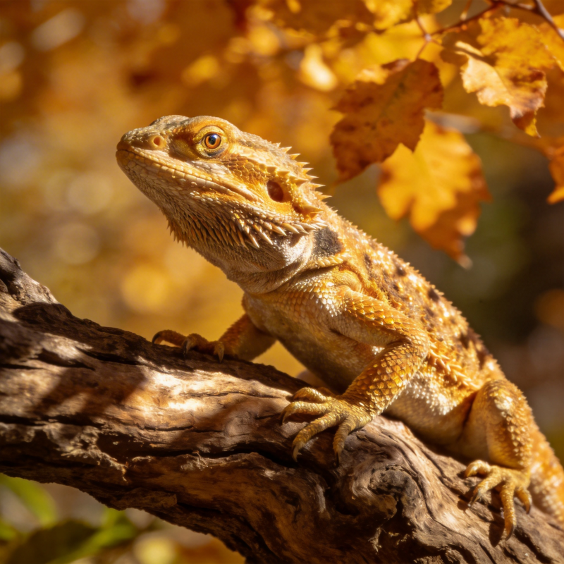秋叶下的鬃狮蜥图片