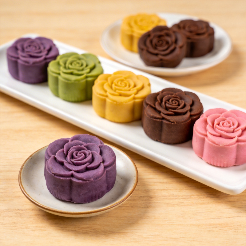 玫瑰花色糕点图片