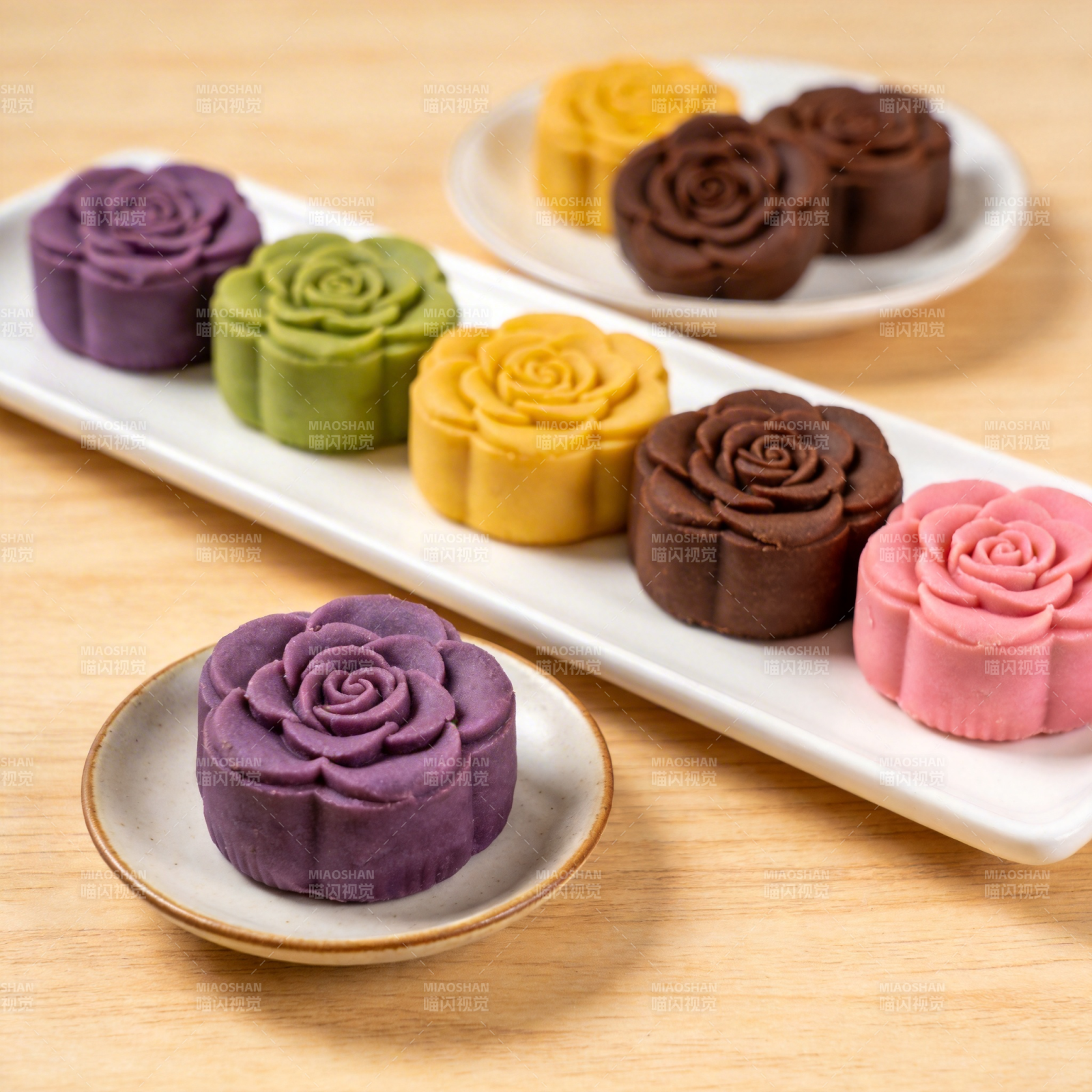 玫瑰花色糕点图片
