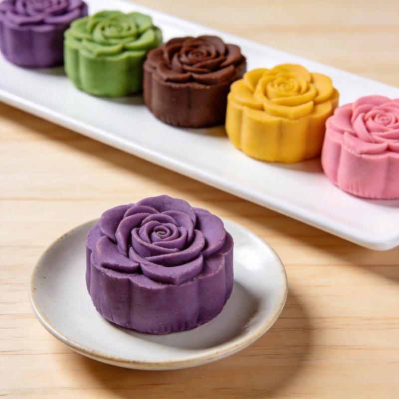 玫瑰花形月饼图片