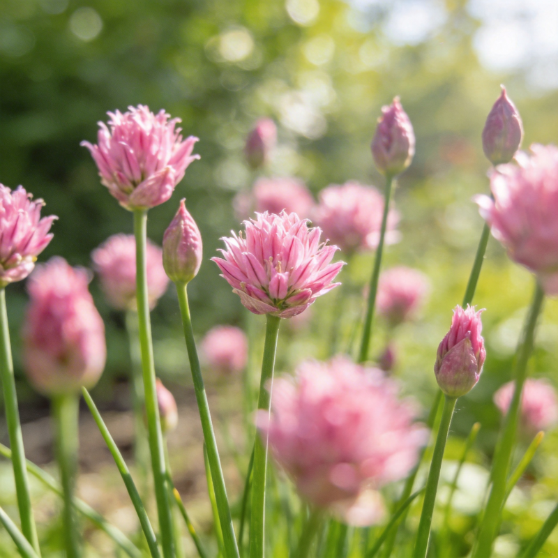 粉花葱花绽放图片