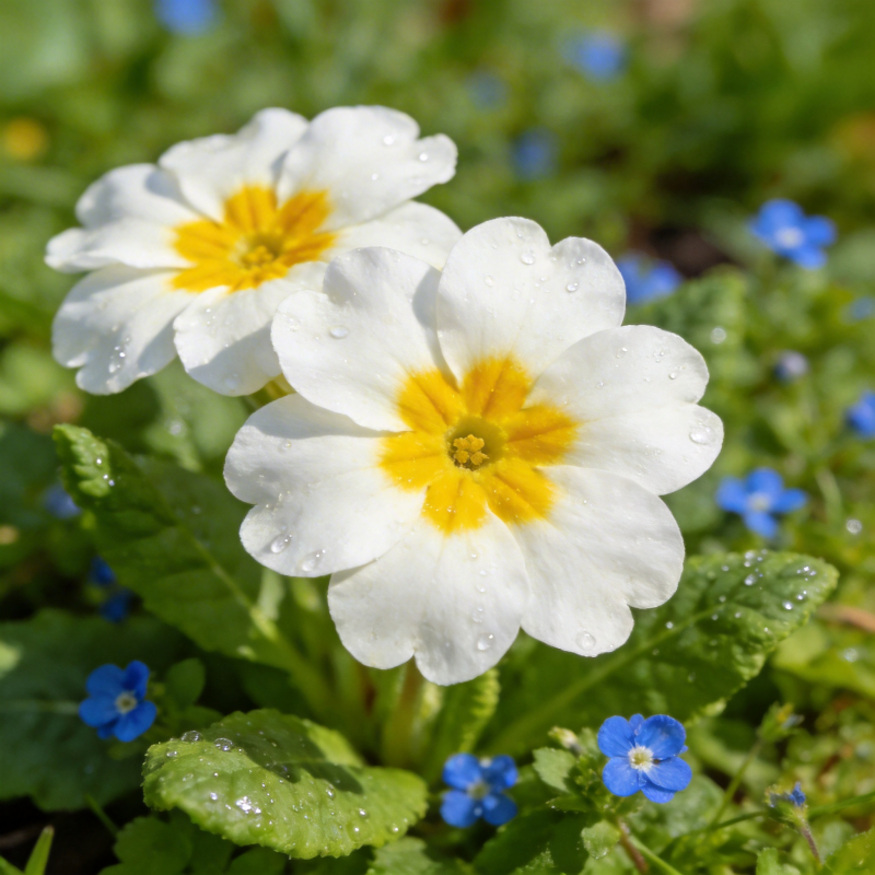 白花黄心 雨露晶莹图片