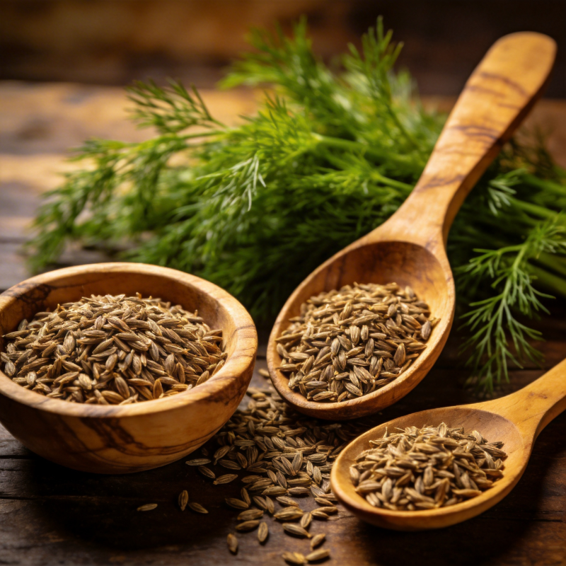 香菜籽与木勺图片