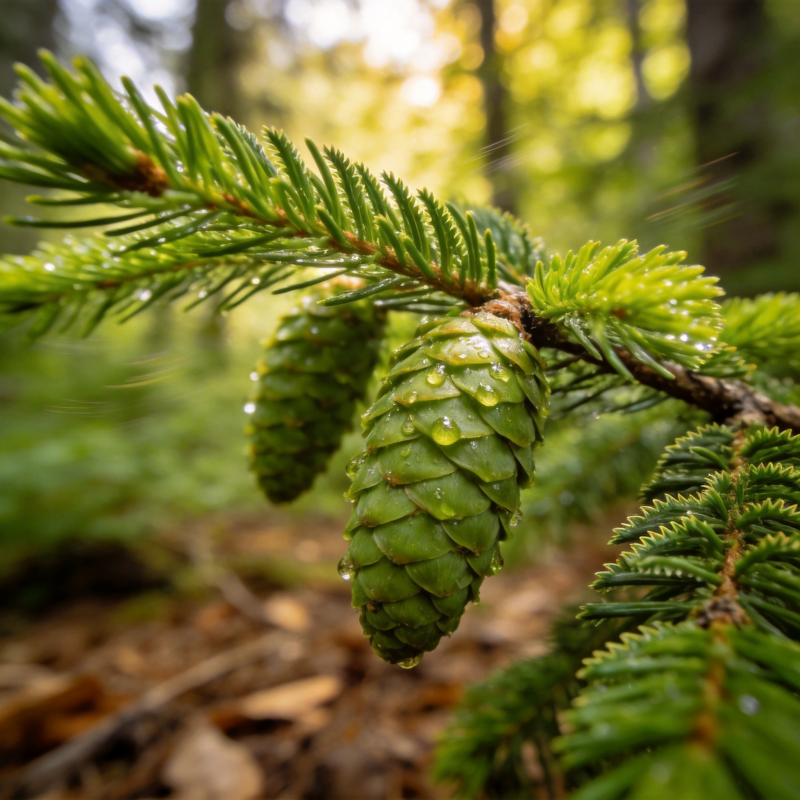松枝上的露珠图片