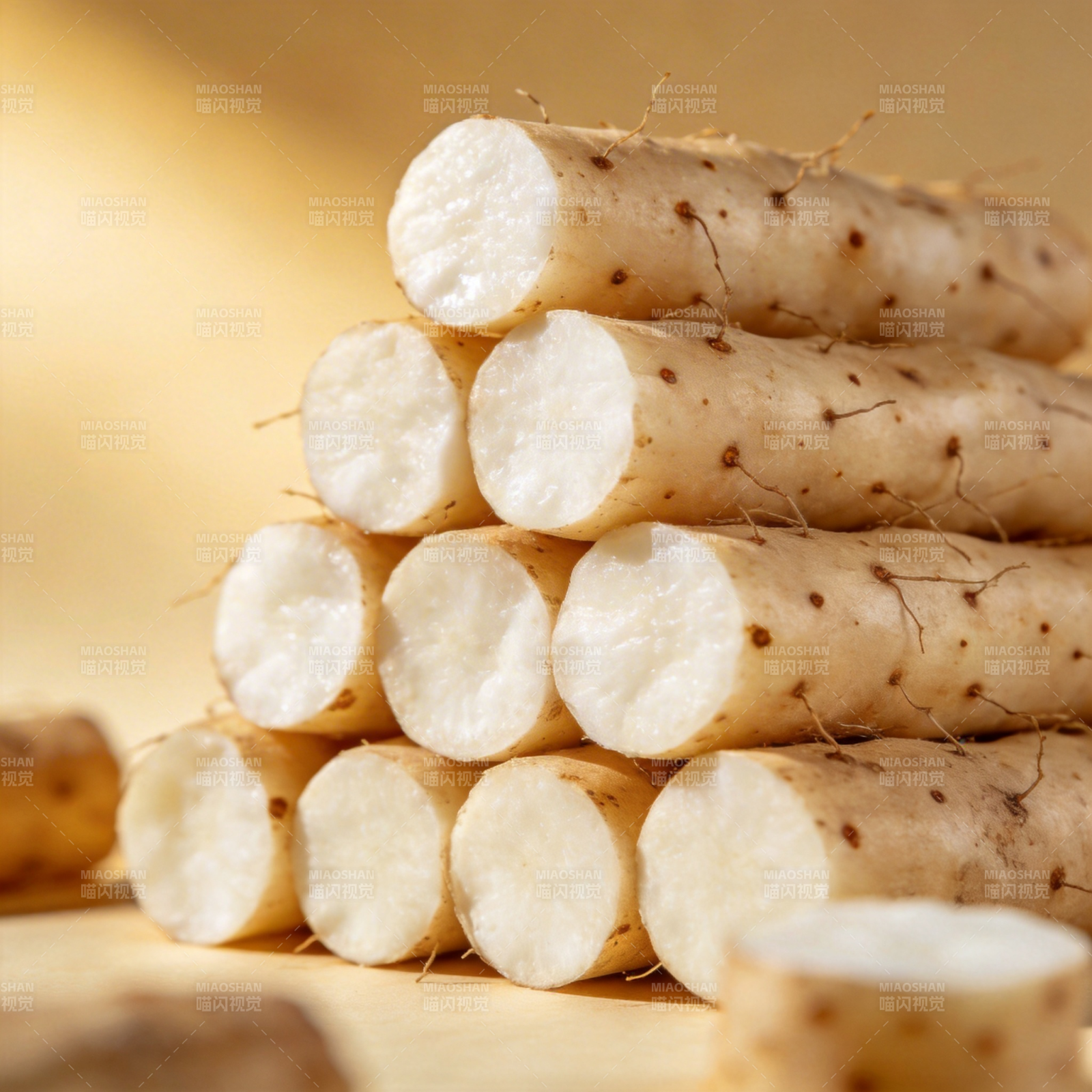 新鲜山药堆叠图片