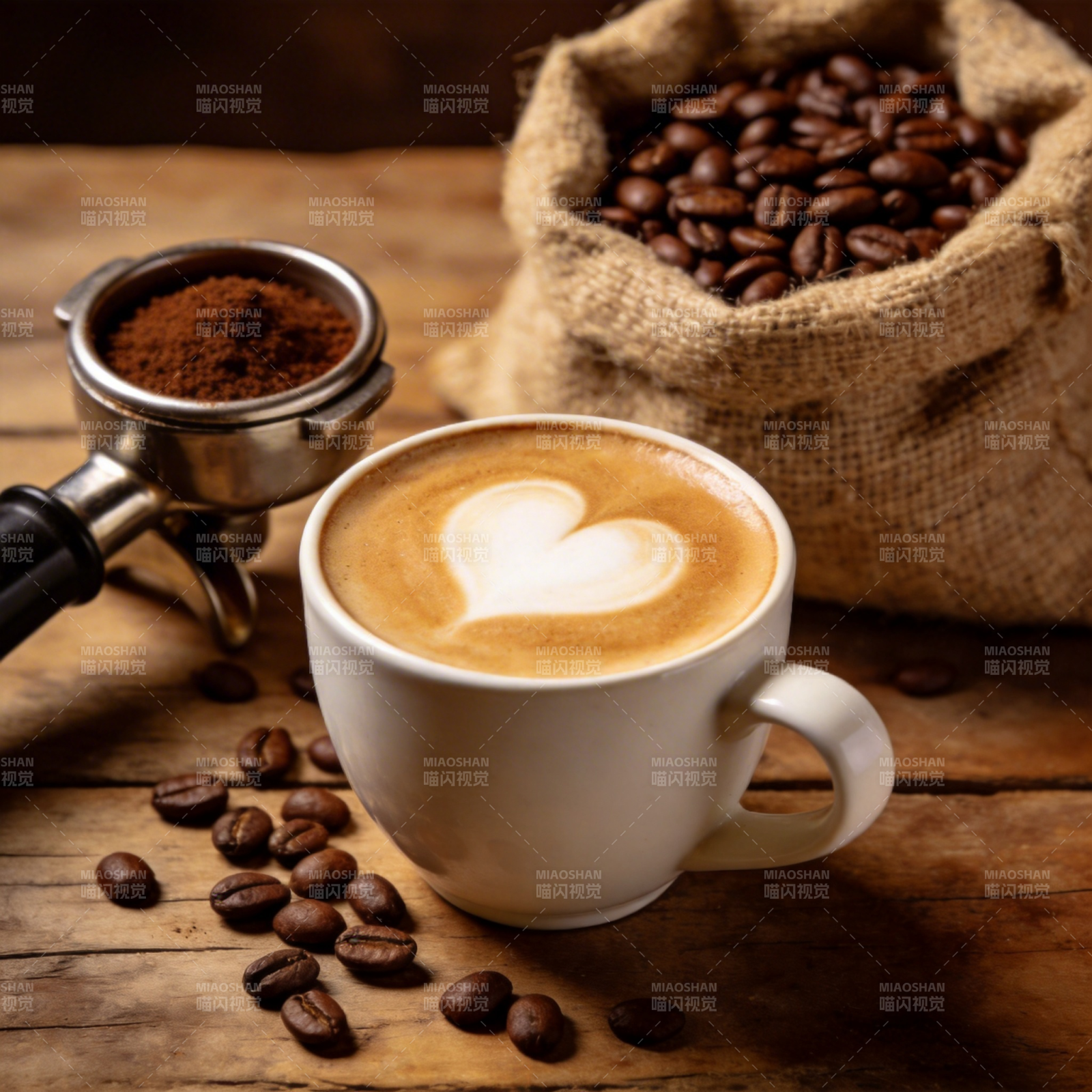 咖啡香浓 心形拉花图片