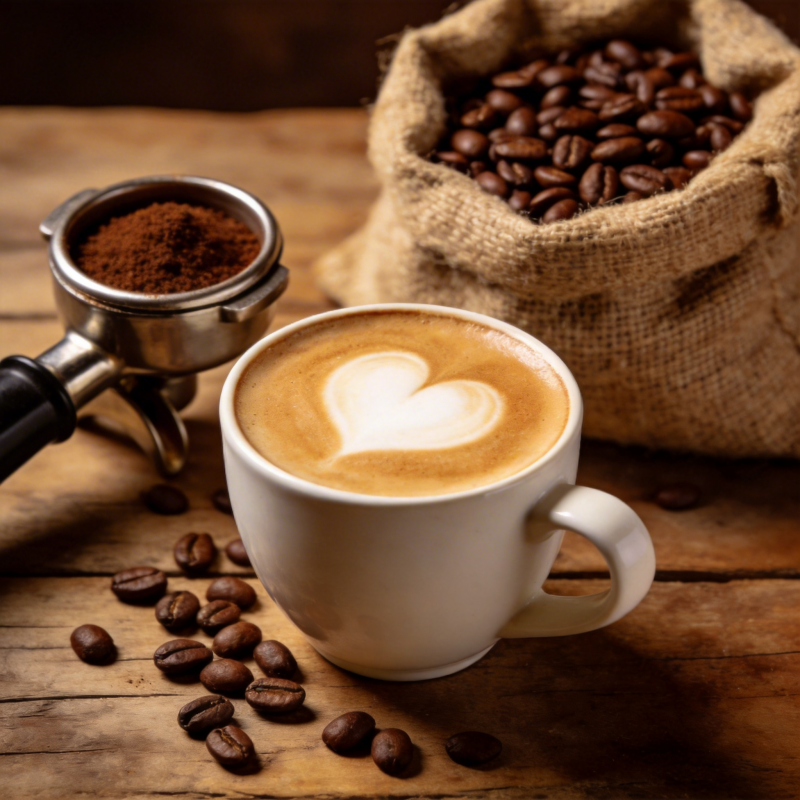 咖啡香浓 心形拉花图片