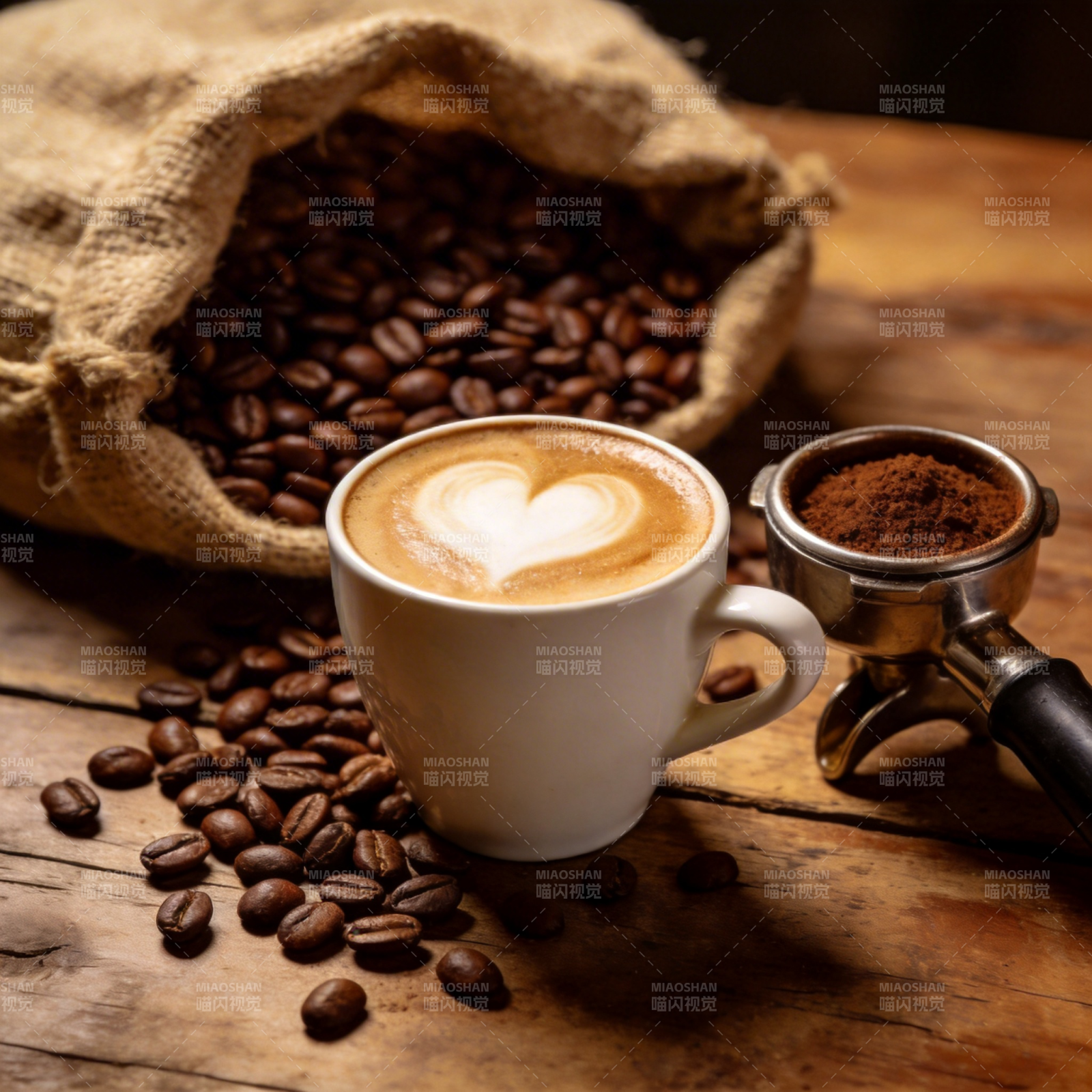 咖啡香浓 心形拉花图片