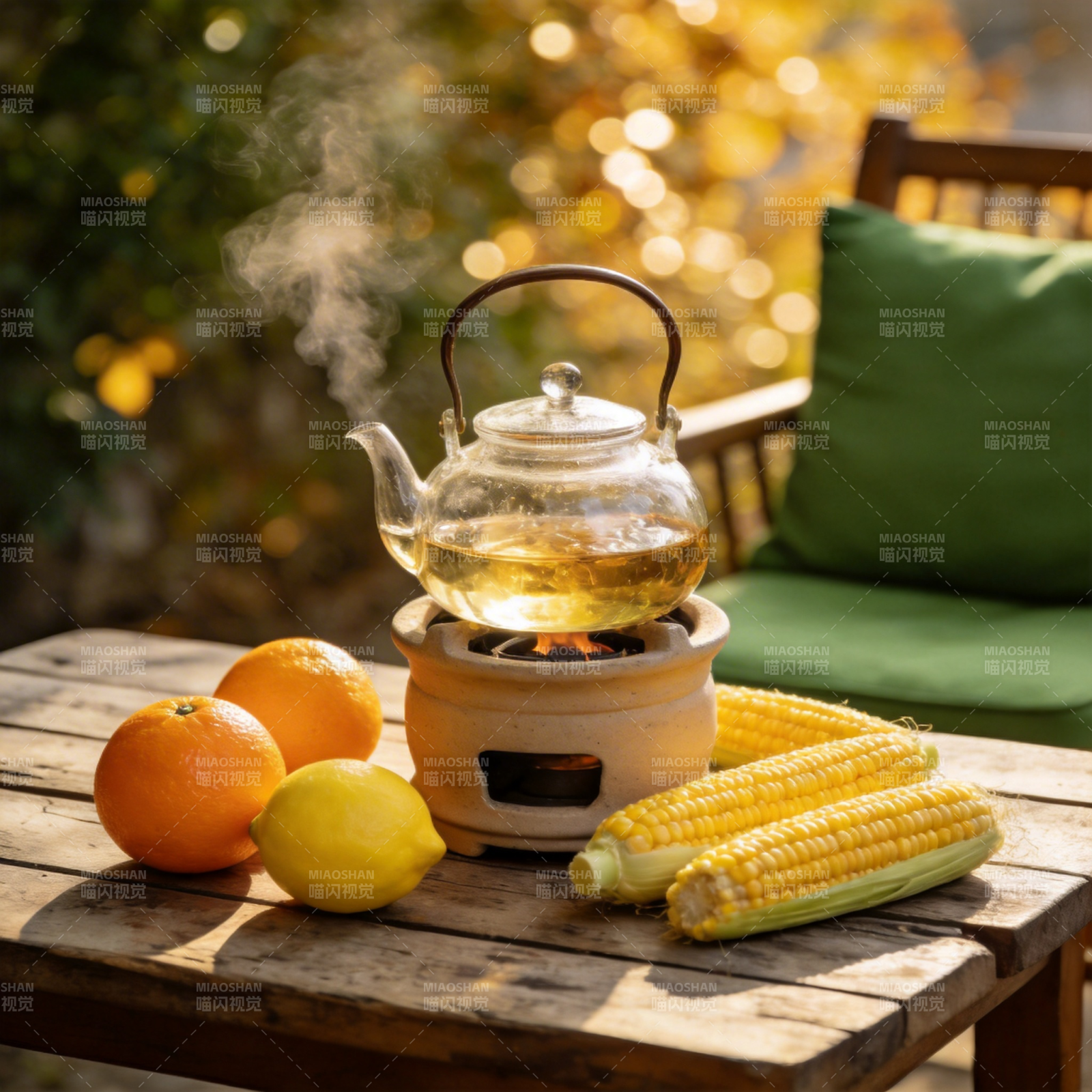 秋日茶香果香图片