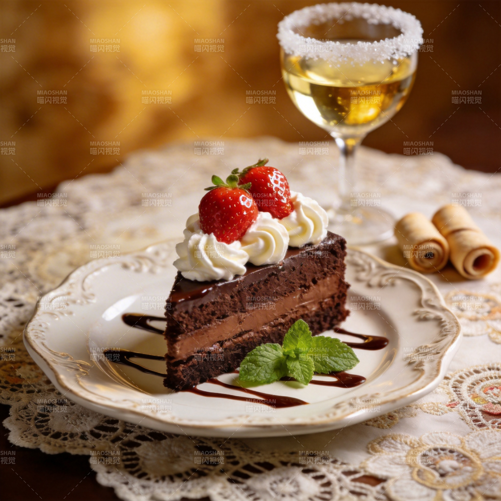 巧克力蛋糕配草莓图片