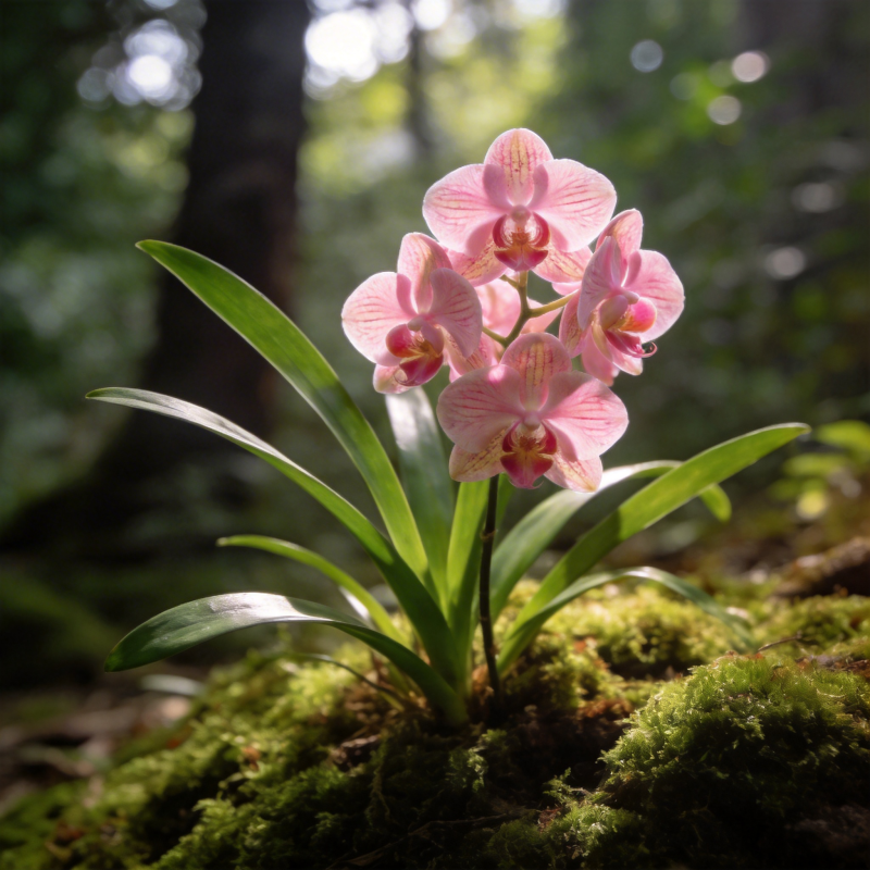 林间粉兰绽放图片