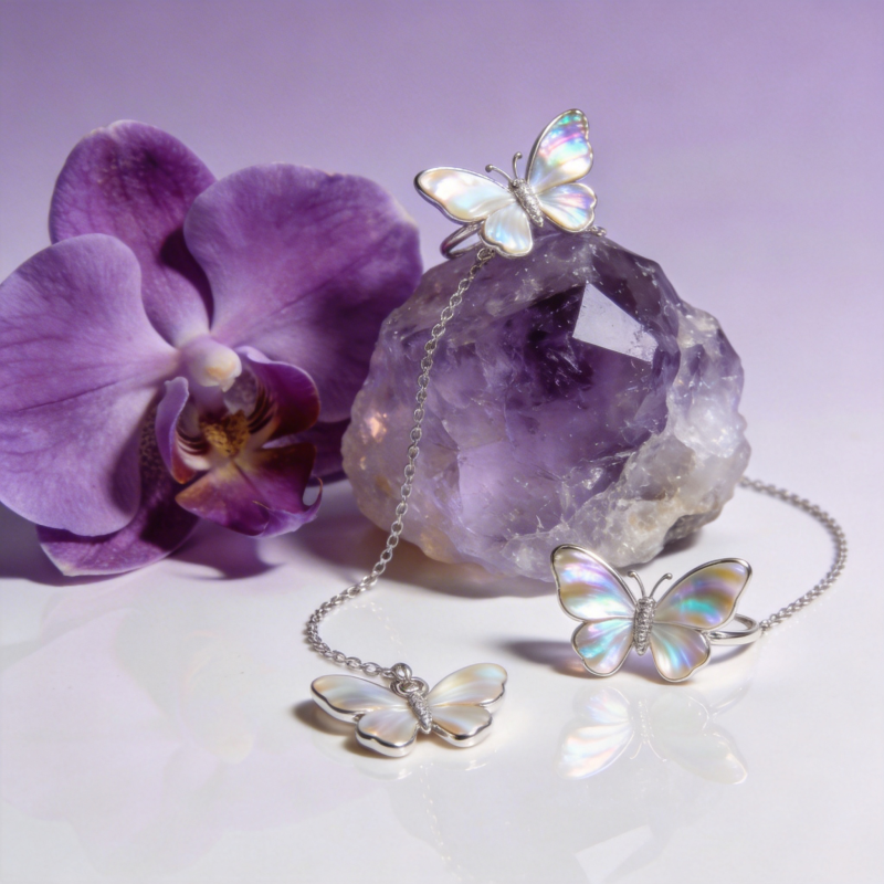 蝶舞紫晶花影图片