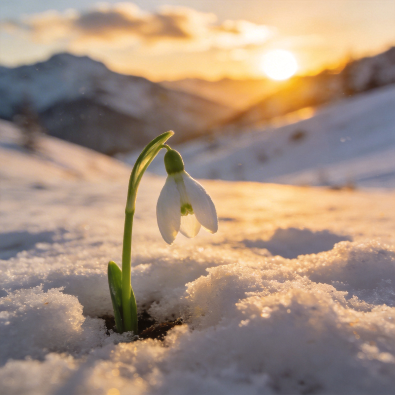 雪中初绽的花图片