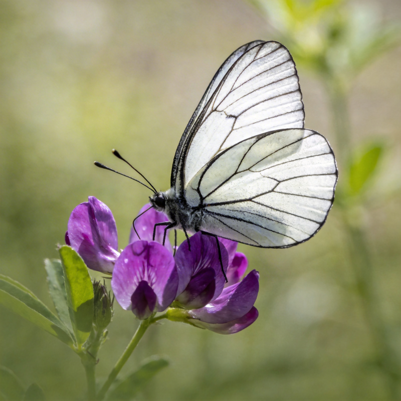 白蝶栖紫花图片