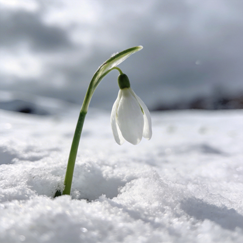 雪中孤花绽放图片
