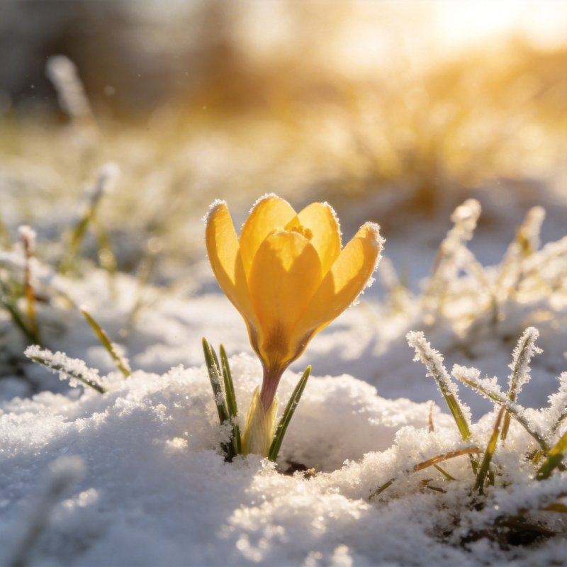 雪中绽放的黄花图片
