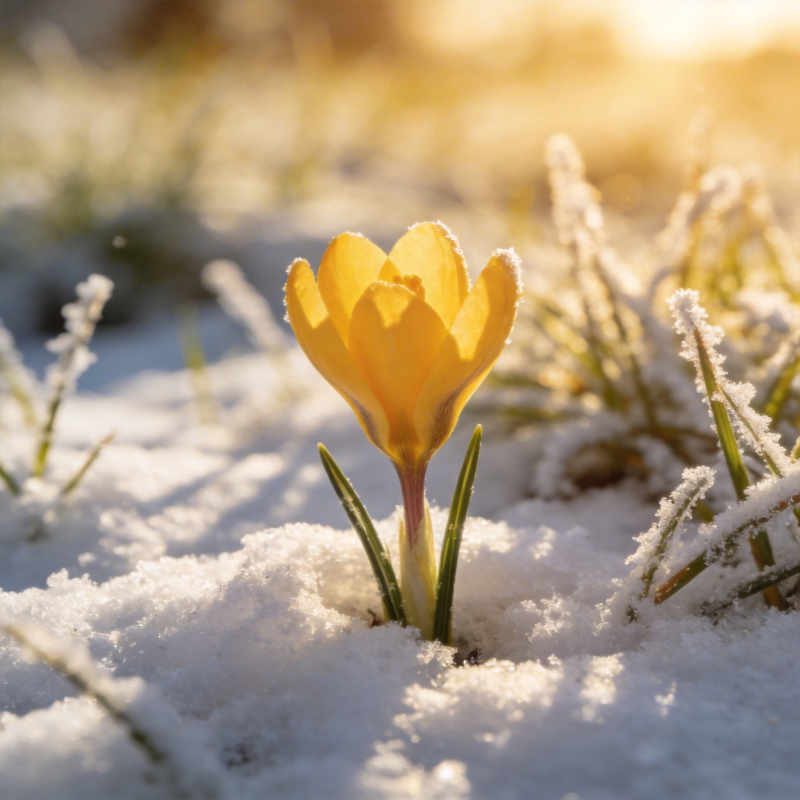 雪中绽放的黄花图片