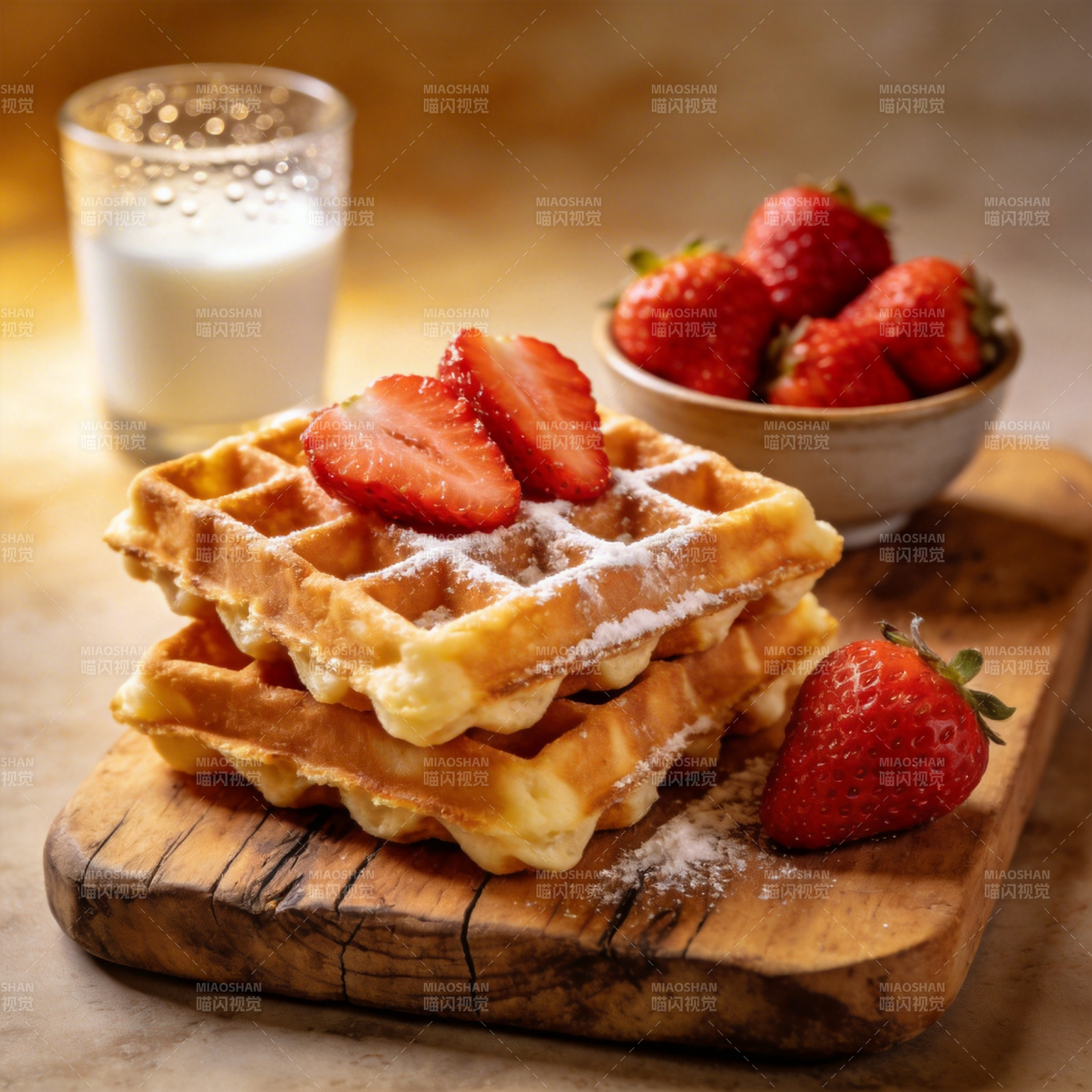 草莓华夫饼图片