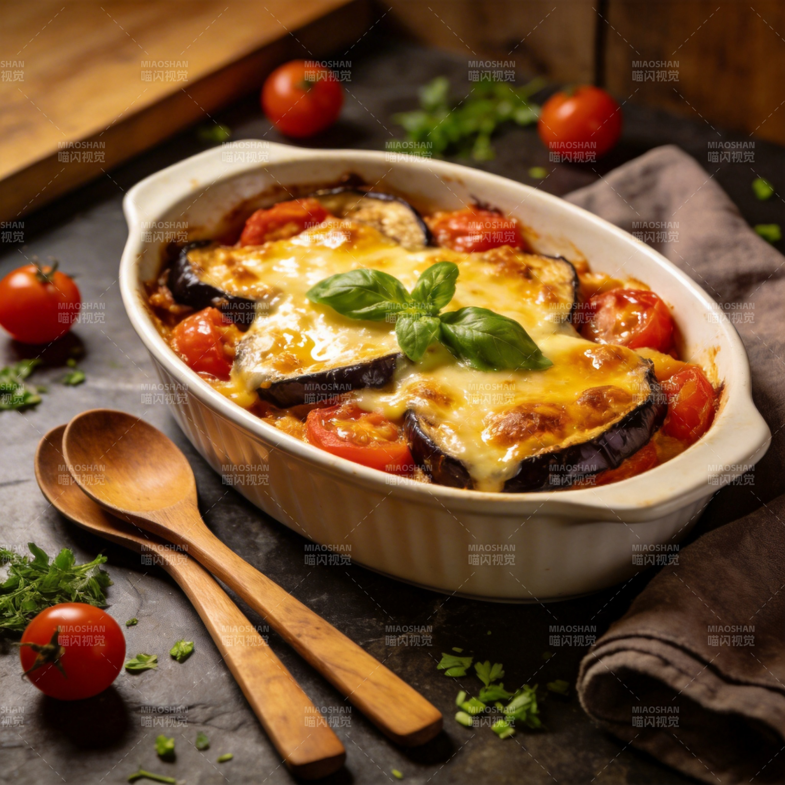 烤茄子番茄焗菜图片