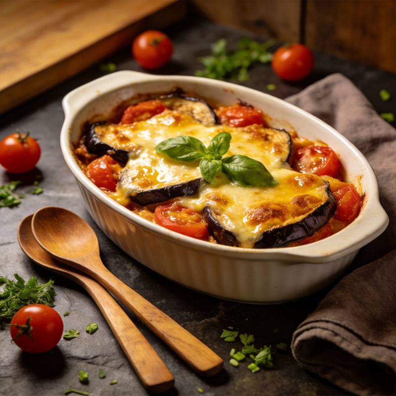 烤茄子番茄焗菜图片