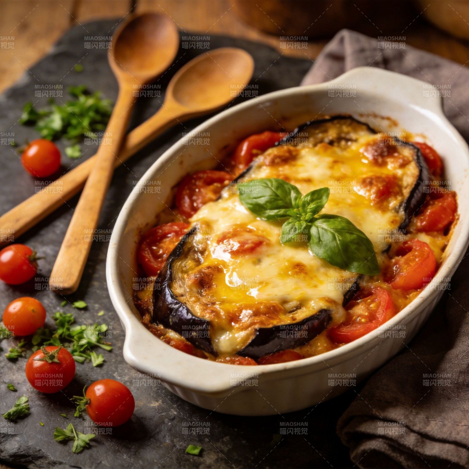 烤茄子番茄焗饭图片