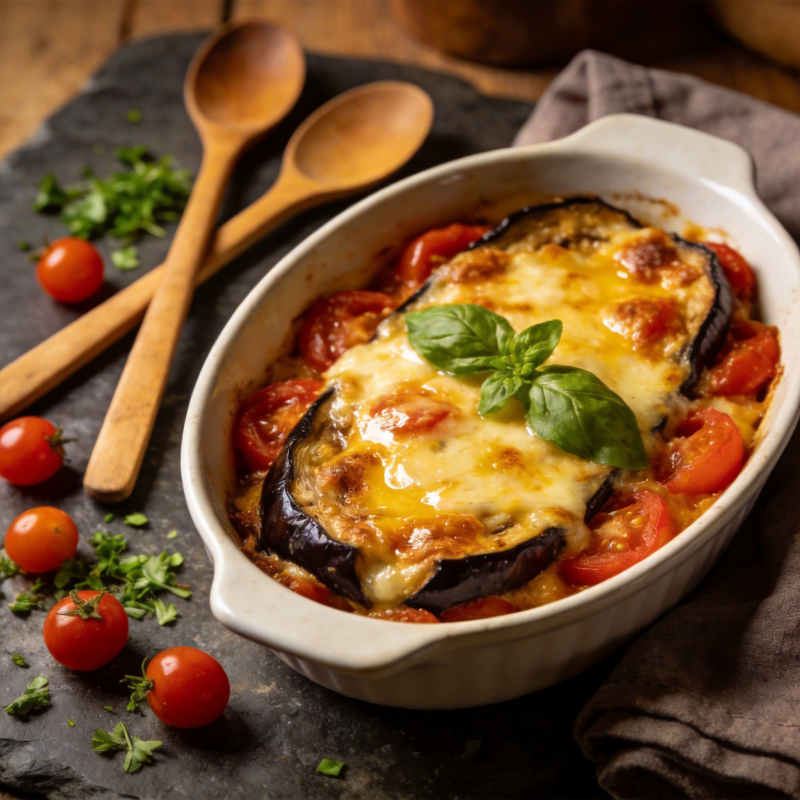 烤茄子番茄焗饭图片