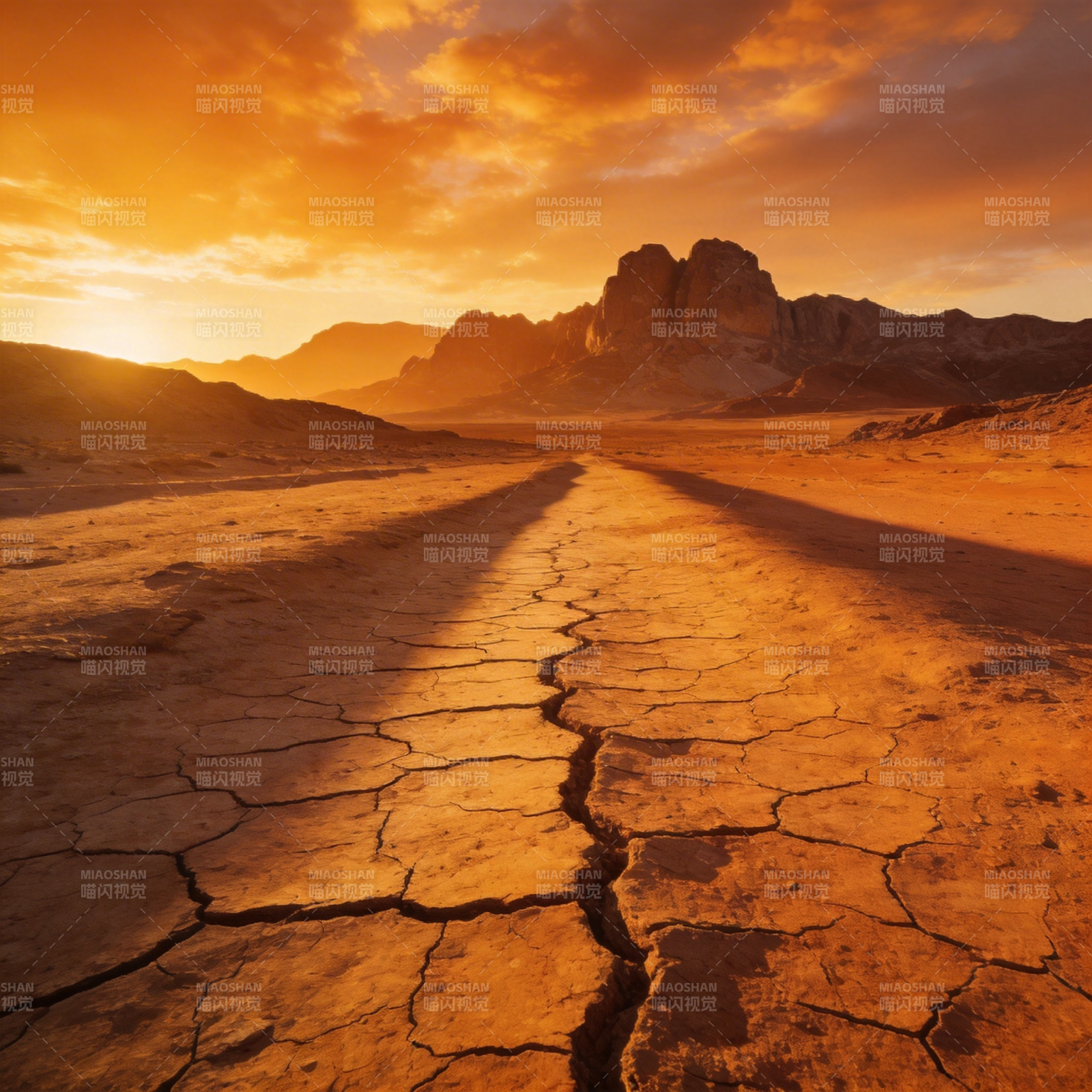 荒漠夕阳路图片