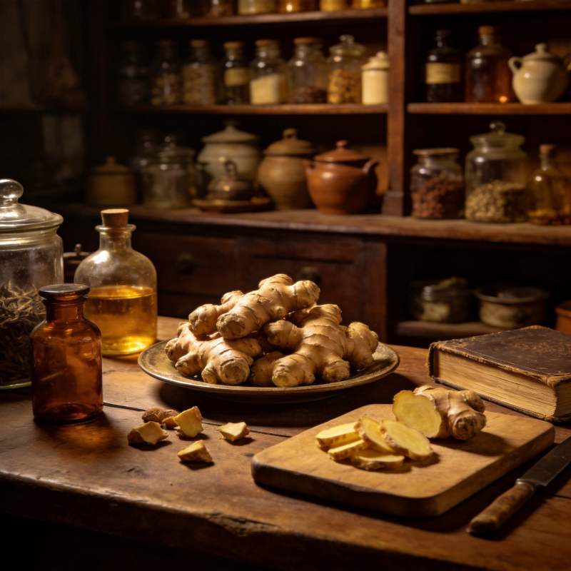 古朴厨房里的姜香图片