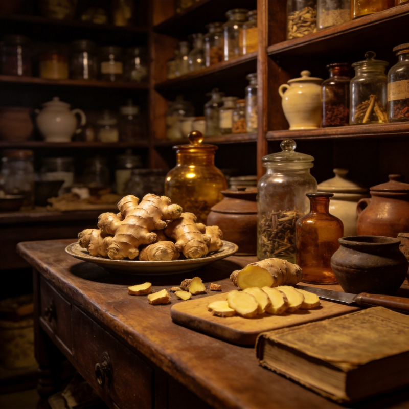 古朴药房中的姜香图片
