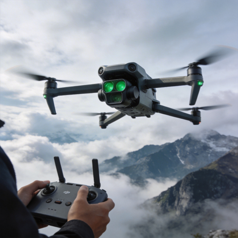 山巅操控无人机图片