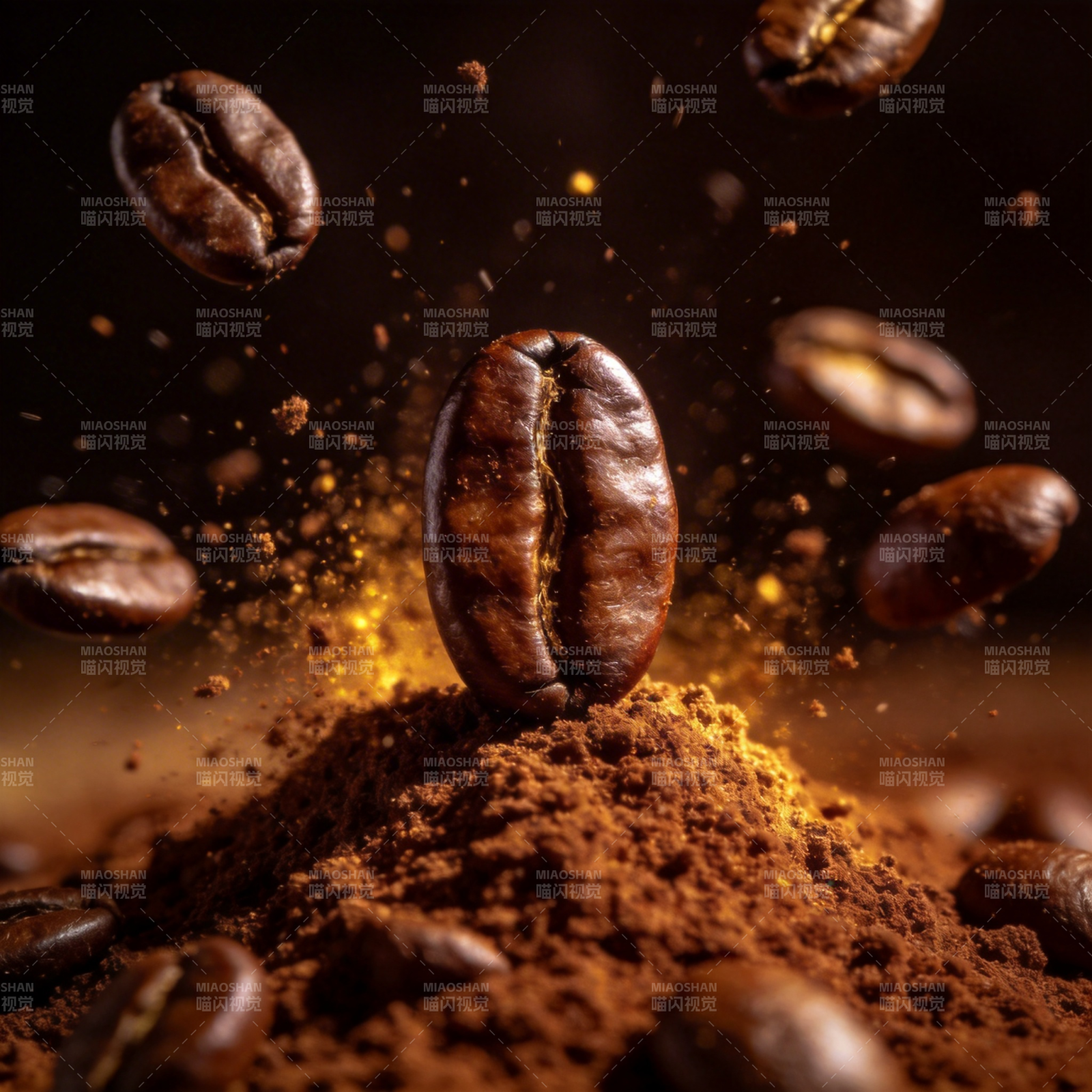 咖啡豆飞舞瞬间图片