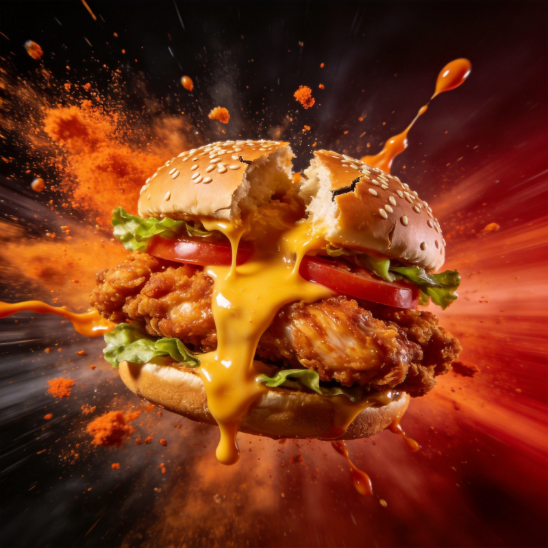 爆汁鸡排汉堡图片
