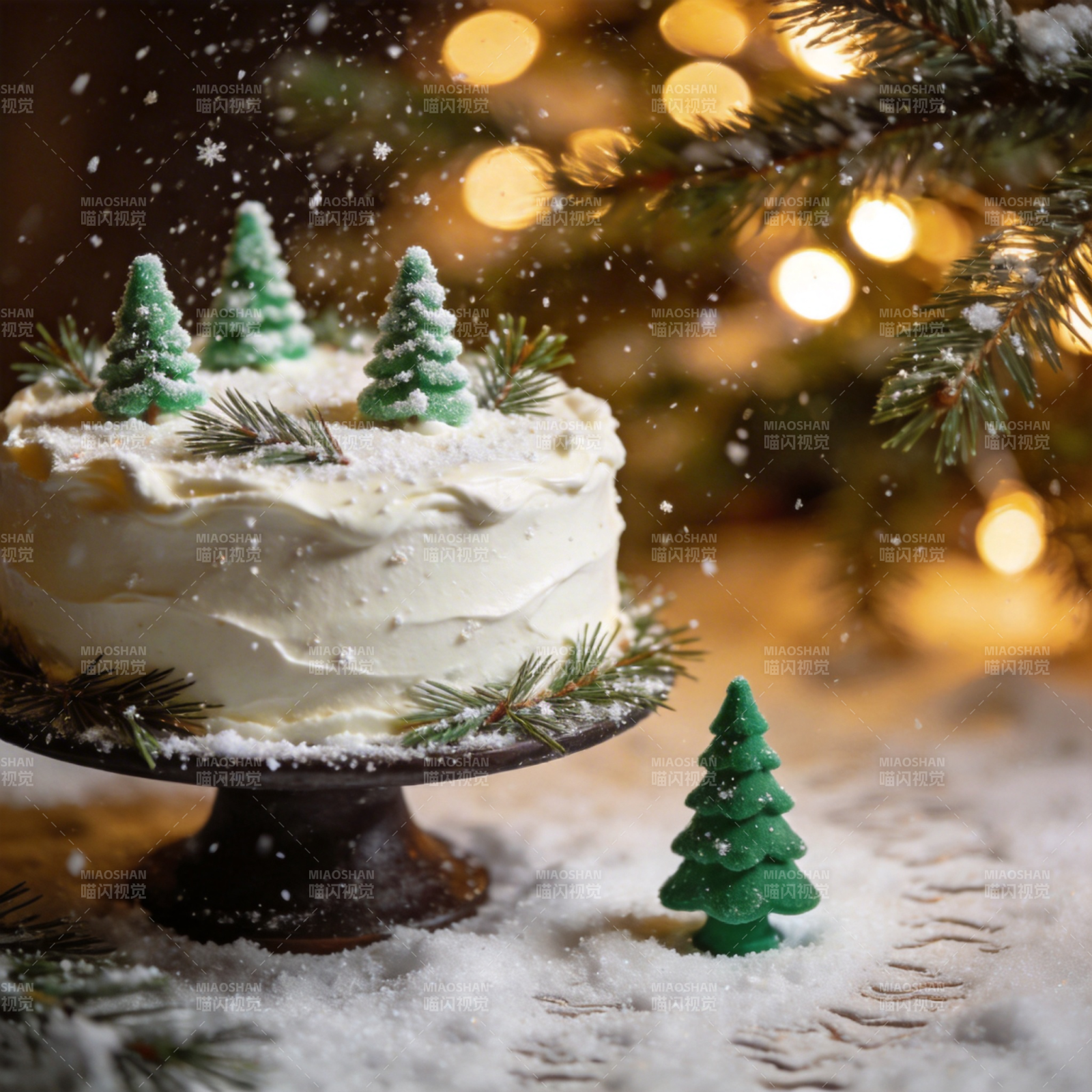 圣诞雪景蛋糕图片