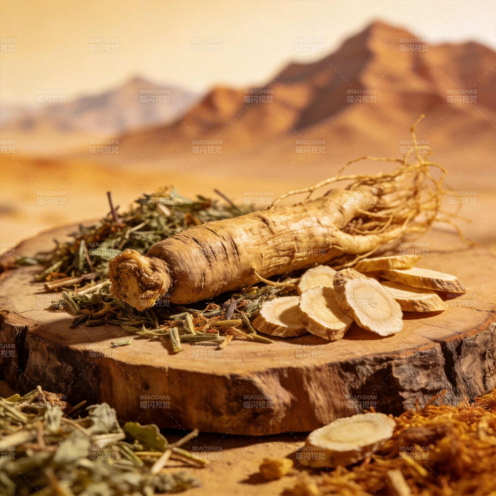 人参与草药静置山景图片