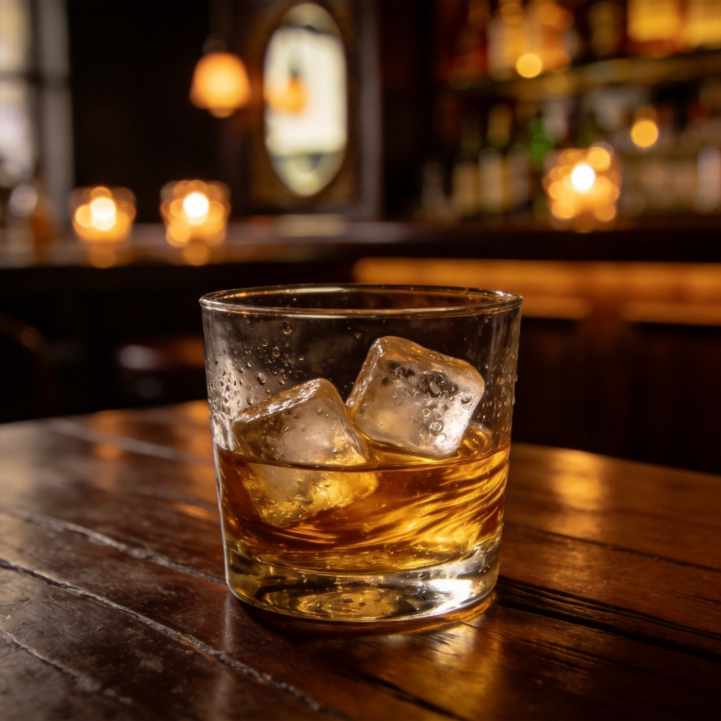 琥珀酒杯冰块光影图片