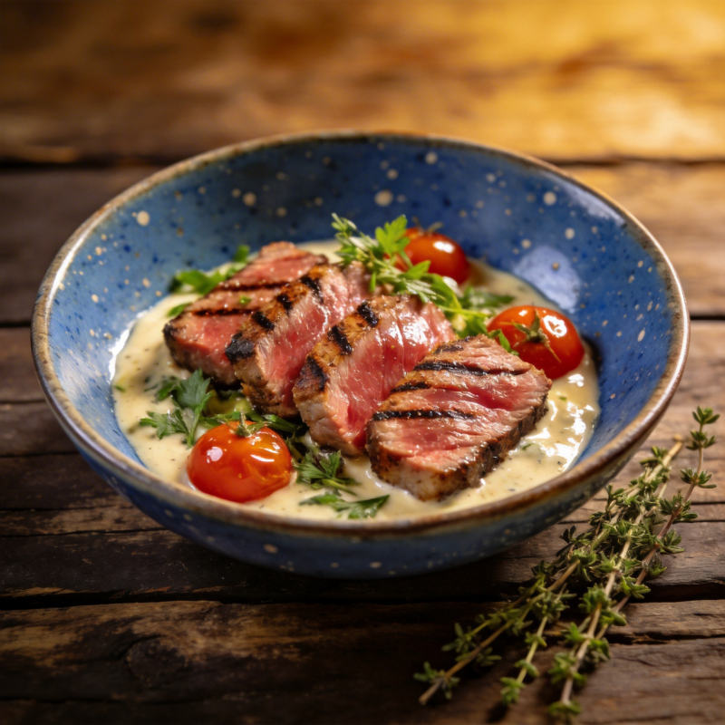 烤牛肉配奶油酱图片