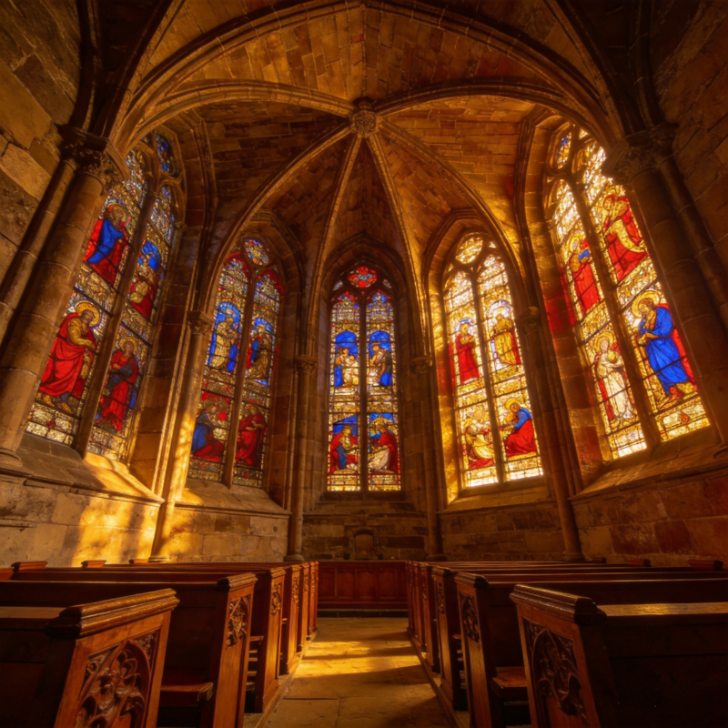 彩窗教堂光影图片