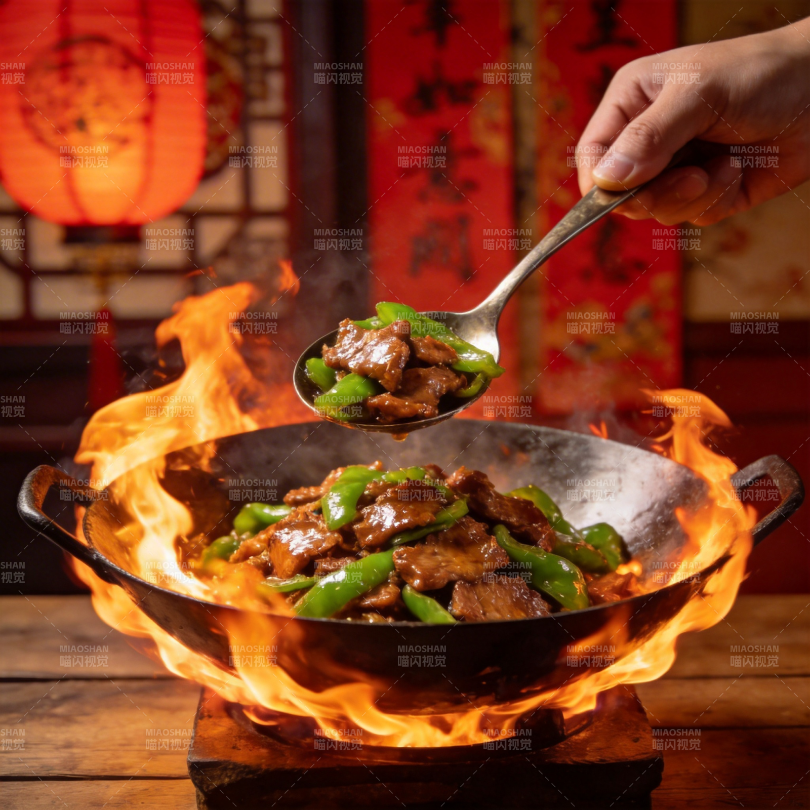 火焰炒牛肉图片