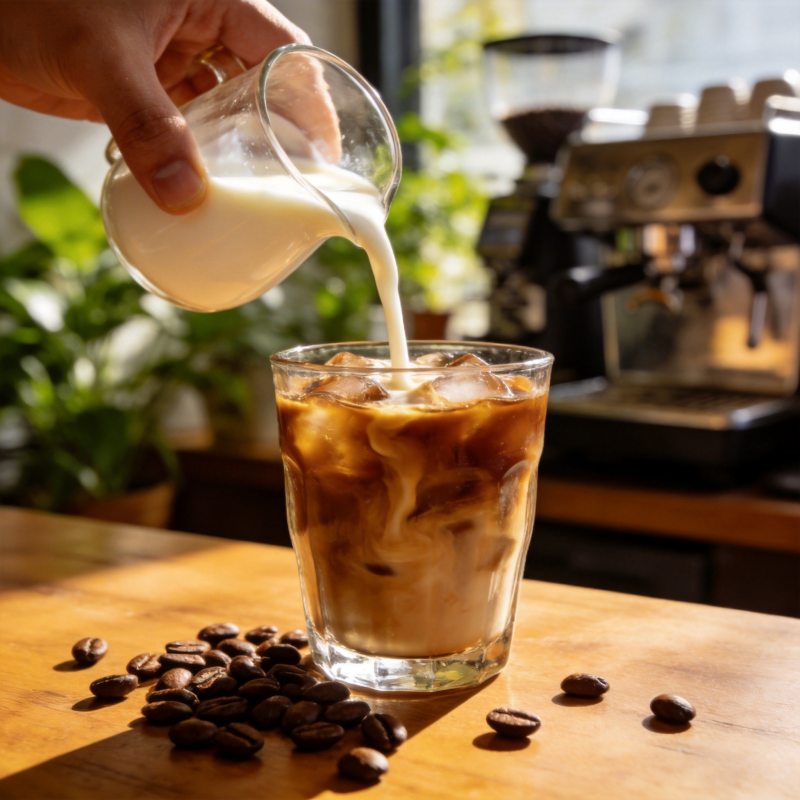 冰咖啡加奶图片