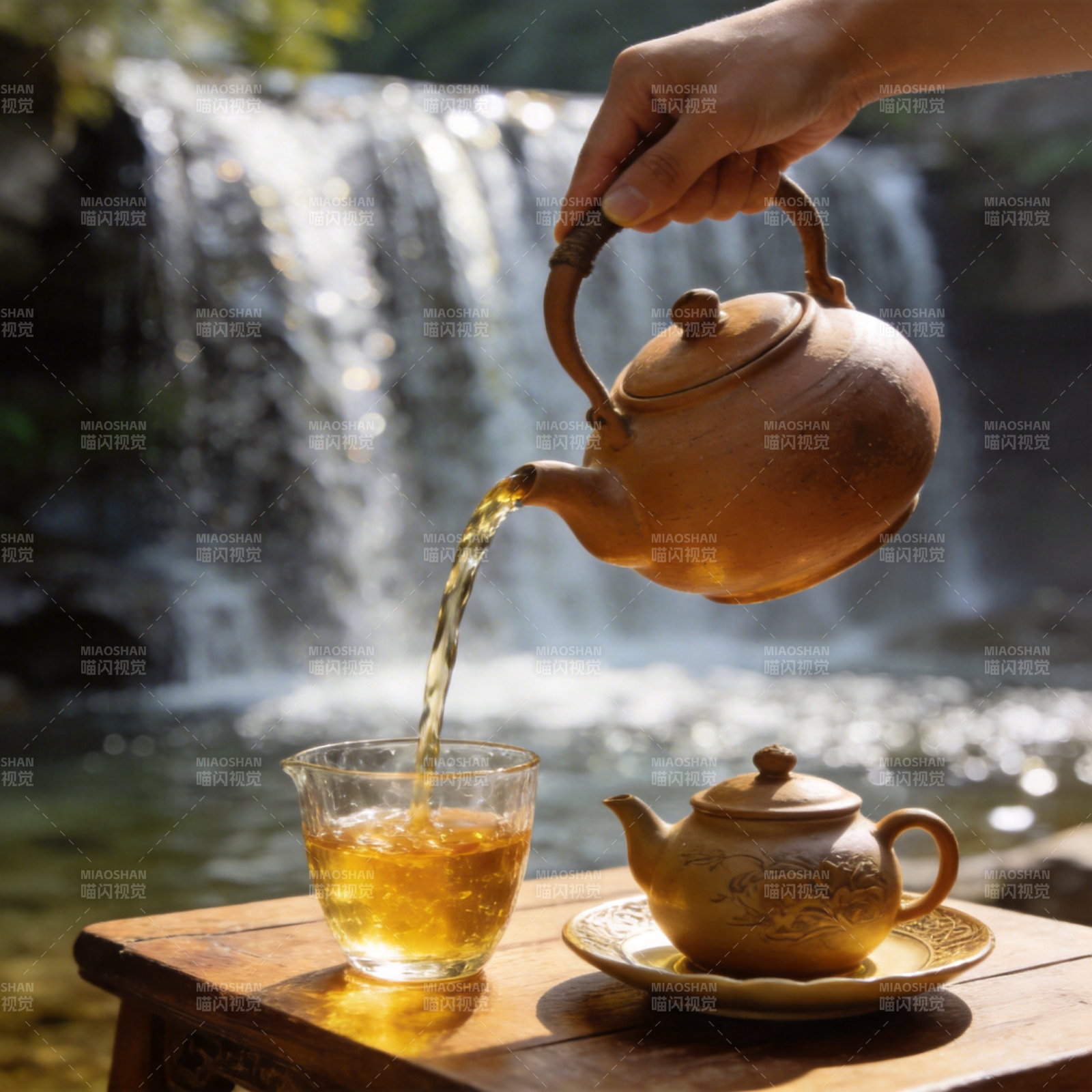 山水间品茶图片