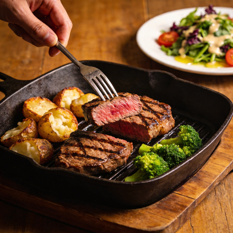 牛排配烤蔬菜图片