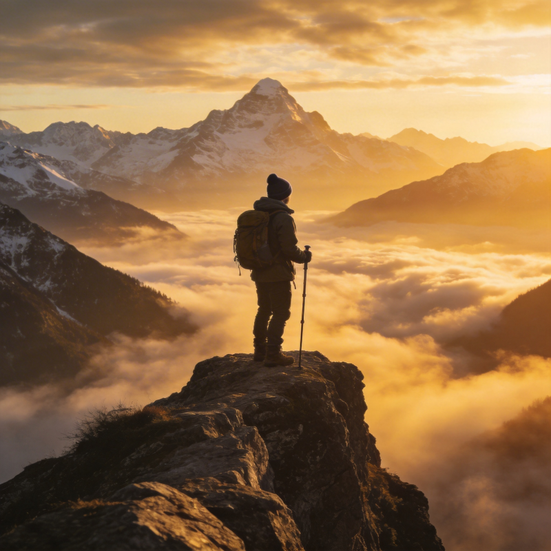 云海之巅 登顶远眺图片